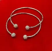 Pair Of Popcorn Ball Head Handmade Solid West Indian Sterling Silver Bangles