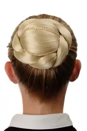 Ornate Braided Hair Bun Hair Piece Blonde Platinum Blonde N672-613