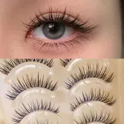 Mogugu - Set of 5 Pairs: Natural Crisscross False Eyelashes nn27 - Black - One SIze