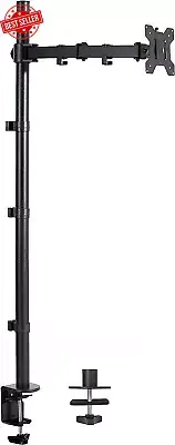 Extra Tall Single Monitor Desk Mount Stand 39 Inch Pole. Features Full Adjustabi