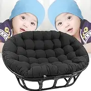 Double Papasan Chair Cushion,Double Papasan Chair,Outdoor Waterproof Papasan Chair Cushion with Ties,Thicken Papasan Chair Cushion,for Outdoor Patio Garden,Black,64.9 * 45.2inch