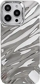 Caseative for iPhone 14 Pro Max Case,Water Ripple Pattern Curly Wave Shape Soft Phone Case (Silver)
