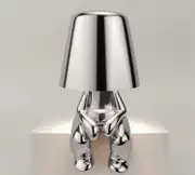Silver Thinker Statue Led Lamp, Touch Control Table Lamp, Dimmable Lamp For Home Living Room Office H