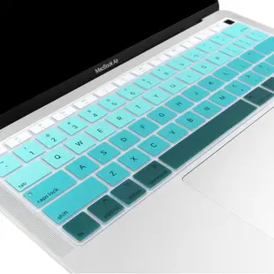 多彩漸層色英文鍵盤膜 蘋果新款Macbook Air Pro 13 15 16半透硅膠 漸變粉藍色 保護膜 防塵防水