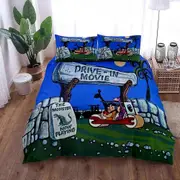 v2590 Bed Sheets Anime The Flintstone Duvet Cover Set King Queen Double Full Twin Single Size Bed Linen Bedroom Duvet cover Sets Home Textiles 3-Piece