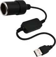 USB A Male to 12V Car Cigarette Lighter Socket Female Converter Cable
