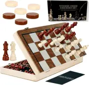 Chess Board Sets, 15 Inch Magnetic Chess Set for Adults & Kids, Checkers Board G