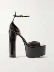 [Valentino Garavani] Valentino Garavani - Valentino Garavani Tan-go 155 Patent-leather Platform Sandals - Black - IT42 IT 42 Black