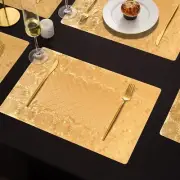 Plastic hining Gold Placemats for Dining Table Set of 6 Washable (NEW-3941-D8)