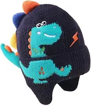 [Newfancy] Kids Boys Girls Dinosaur Winter Knit Hat Baby Toddler Thick Scarf Earflap Hood Scarves Skull Caps