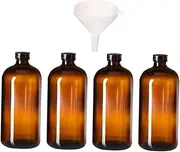 Zerodeko 4Pcs Brown Glass Reagent Bottles Small Mouth Sample Bottles with Funnel Laboratory Storage for Chemicals