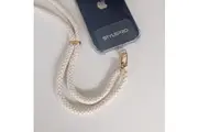 StylePro Cross Body Phone Strap with iPhone clear case, Casablanca White