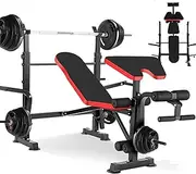Hicient 660lbs Olympic Weight Bench Set with Squat Rack, Bench Press Set with Preacher Curl & Leg Developer, Multifunctional 5 in 1 Adjustable Foldable Wourkout Bench Set, Exercise Equipment for Home