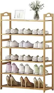 LEDON 6 Tiers Layers Bamboo Shoe Rack Storage Organizer Wooden Shelf Stand Shelves