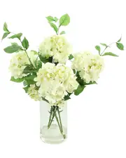 Creative Displays White Hydrangea Flower Arrangement In Glass Vase With Acrylic Water