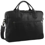 Pierre Cardin Rustic Leather Computer Carry On Travel Bag 39cm Black