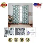 Luxurious Geometric Linen Blend Curtain Panels, Light-Filtering 54x84, Set of 2