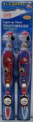 CVS Pharmacy Peanuts Snoopy 2 Flashing Light-Up Timer Toothbrush Soft Bristles