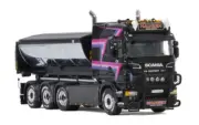 WSI 1/50 FOR SCANIA R6 HIGHLINE 8X4 RIGED TRUCK HOOKLIFT SYSTEM + CONTAINER