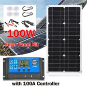 100W Solar Panel Trickle Charger 12V Battery Charger RV Boat Car +100A Regulator