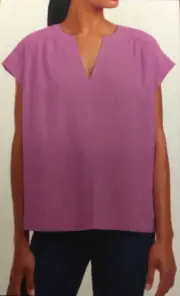 Splendid Ladies' Linen Blend Top, Purple, 2XL