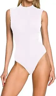 [R&N FASHIONS] Womens Sleeveless Turtle Neck Bodysuit Sexy Leotard Gymnastics clubbing Body Top