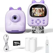 Mandizza Kids Camera Instant Print, Kid Camera with Printer, Kids Digital Camera, Birthday Gifts for 10 Year Old Girl with Print Paper, Girls Toys for Toddler Ages