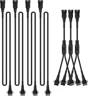 DITRIO 4pcs of 24inch Extension Pigtail Wire with 4 Pins for RGB LED Light Strip Kit in MultiColor including 3pcs of Y 1-2 Way Splitters for Motorcycles ATVs UTVs Harley Davidson