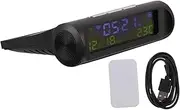 Portable Solar Car Clock Thermometer Digital LED Display Multi Function Gauge for Vehicle Dashboard Indoor Outdoor Use Durable Solar Powered Easy to Read