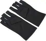 TOUISEDGI Anti UV Gloves for Nail Lamp Light, 1 Pair AntiUV Glove LED Nail Art Skin Care Fingerless Anti UV Glove Protect Hands From UV Harm(black)