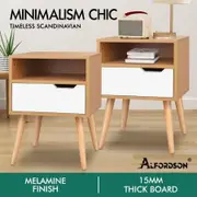 ALFORDSON 2x Bedside Table Nightstand Side Storage Cabinet Scandinavian White