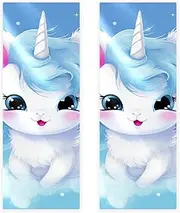 Hand Towels for Bathroom,Gym Towels for Working Out,Sports Towel,Blue Theme Cartoon Unicorn,2-Pc