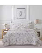 Laura Ashley Breezy Floral of Cotton Reversible Quilt Set
