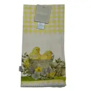 Shabby Chic Kitchen Tea Towels Easter Yellow Chicks Spring Tassel Set Of 2