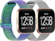 2-pack Metal Bands for Fitbit Versa 2/ Versa Lite/Fitbit Versa SE/Versa Band, Stainless Steel Strap Bands for Versa 2 Bands Women Men Women Men