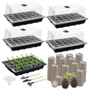 4 Sets Seed Starter Tray Kit Germination Starter Tray with Humidity Dome and