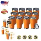 20 oz Double Wall Insulated Coffee Mugs - 12 Pack of BPA Free Tumblers in Orange