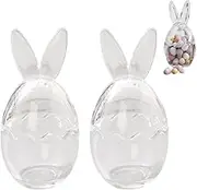 Easter Bunny Ear Glass Storage Jar For Easter Egg Candy chocolate Cute Easter Eggs Supplies Party Bunny Box Decorative