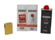 JMCo Gold Oil Lighter + Zippo Cigarette Lighter Refill Fluid 125ml+Wick+Flints