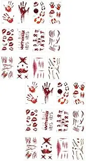 Minkissy 2sets Scary Halloween Decorations Bloodstain Sticker Set Wound Stitch Pattern for Costumes 36sheets*2