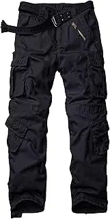 [Hellmei] Men's Tactical Pants with Multiple Pockets Military Camo Casual Pants Hiking Combat Pants