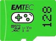 Emtec UHS-I U2 V30 A1 128GB MicroSDXC Gaming Memory Card, Green