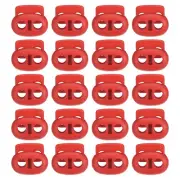 0.8x0.9" Cord Locks, 100 Pack Double Hole Spring End Toggle Stopper, Red