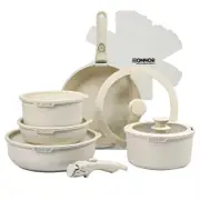 NNEOBA Non-Stick Die-Cast Aluminum Cookware Set Induction-Compatible White