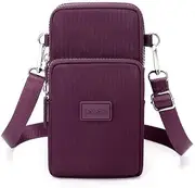 Gincci Small Crossbody Bag Cell Phone Bag Shoulder Strap Wallet Pouch Bag Moblie Phone Mini Sports Arm Bag Casual Purse (Dark Purple)