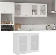 BECLOH Wall Mounted Kitchen Cabinet, Kitchen Wall Cabinet Hanging Cupboard Storage Cabinet Unit Hanging Glass Cabinet, 80x31x60 cm, White