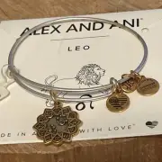 NWT Alex and Ani "LEO" Astrology Swarovski Charm Adjust Two-Tone Bracelet w/Tag