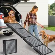 Extra Long 175cm Folding Dog Car Ramp for Large Dogs, Portable Pet Stair Ramp with Non-Slip Rug Surface, Extra Wide & Long Dog Steps for Large Dogs Up to 115kg Get Into a Car & SUV
