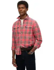 [Superdry] Merchant Linen Check Shirt in Red