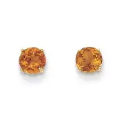 14K Yellow Gold 4mm Round Citrine Stud Earrings Madi K Children's Jewelry